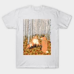 Fox family in the autumn forest T-Shirt